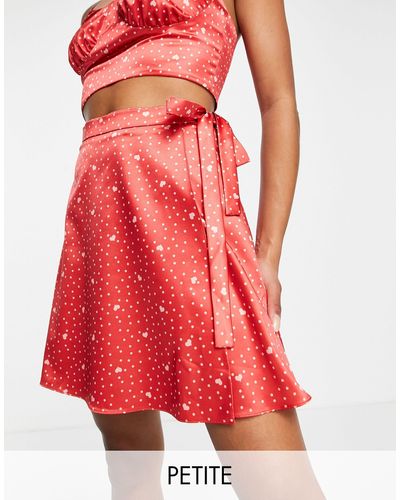 Miss Selfridge Petite Tie Wrap Mini Skirt Co-ord - Red