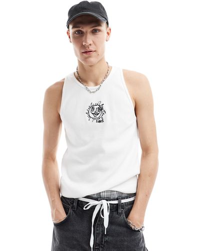 Obey Ribbed Vest With Graphic - White