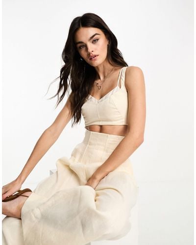 & Other Stories Co-ord Linen Layered Bralette - Natural