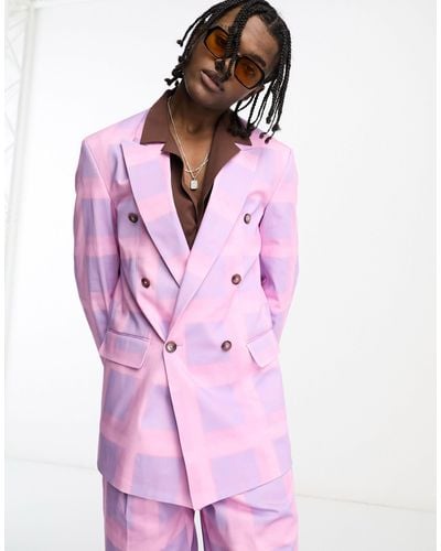 Viggo Isco Check Suit Jacket - Pink
