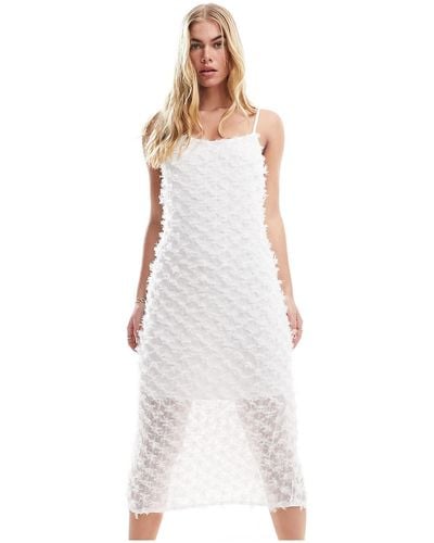 Pieces Textured Cowl Neck Cami Maxi Dress - White