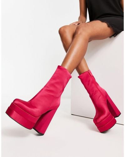 ASOS Encore High-heel Platform Boots - Pink
