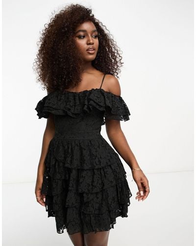 Miss Selfridge Lace Rara Strappy Mini Dress - Black