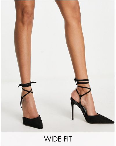 ASOS Zapatos s con tacón alto y diseño anudado a la pierna prize - Negro