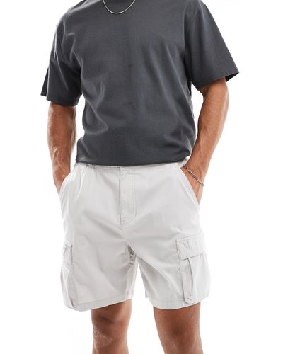 Hollister – fallschirm-cargo-shorts aus baumwolle und nylon - Grau