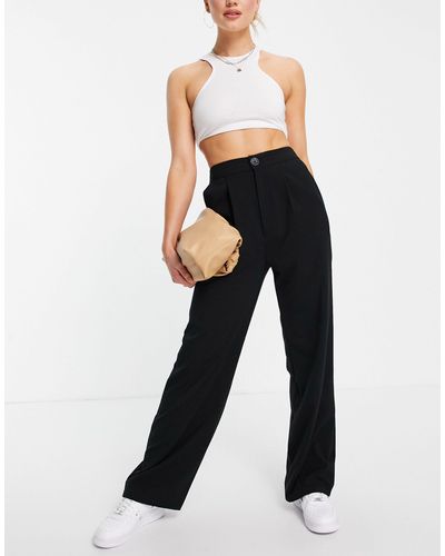 Stradivarius Wide Leg Relaxed Dad Trousers - Black