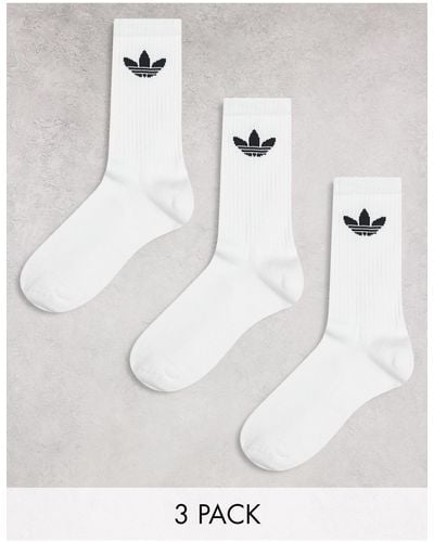 adidas Originals Trefoil 3 Pack Socks In - White