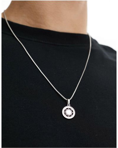 ASOS Collier en acier inoxydable imperméable avec pendentif rond - Noir