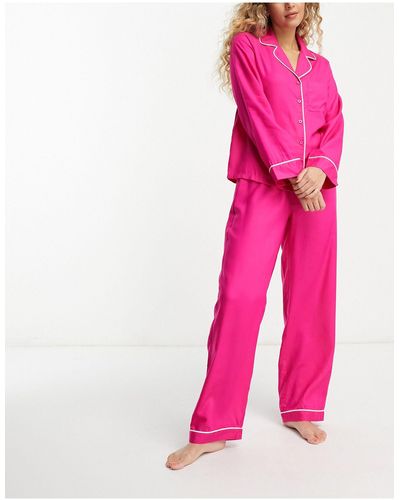 ASOS – pyjama aus modal mit hemd und hose - Pink