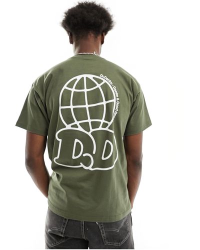 Dr. Denim Trooper - t-shirt comoda kaki con stampa e logo sul retro - Verde