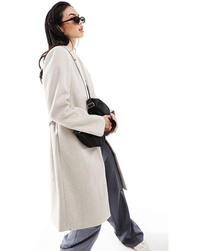 Pieces Belted Midi Coat - White
