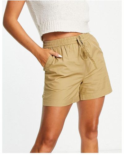 SELECTED Femme Cotton Casual Shorts With Drawstring Waist - Brown