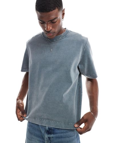 Abercrombie & Fitch – kurzärmliges kastiges t-shirt mit kurzem schnitt - Blau
