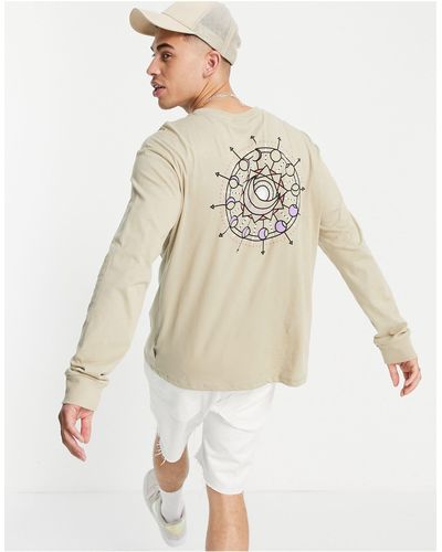 Only & Sons Oversized Long Sleeve T-shirt With Mystic Back Print - Natural