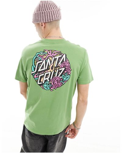 Santa Cruz T-shirt con stampa di rose sulla schiena - Verde