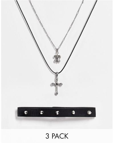 ASOS 3 Pack Necklace Cross - Metallic