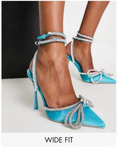 Public Desire Exclusivité - midnight - chaussures à talon en satin avec nœud - Bleu