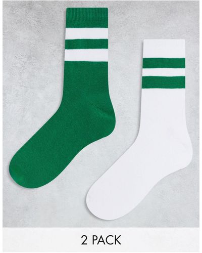 ASOS Confezione da 2 paia di calzini sportivi vivace con righe - Verde