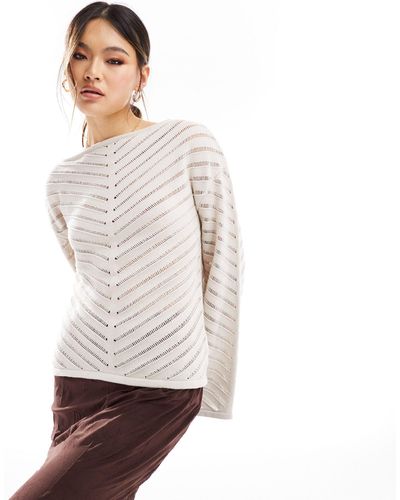 NA-KD Laddered Knit Sweater - White