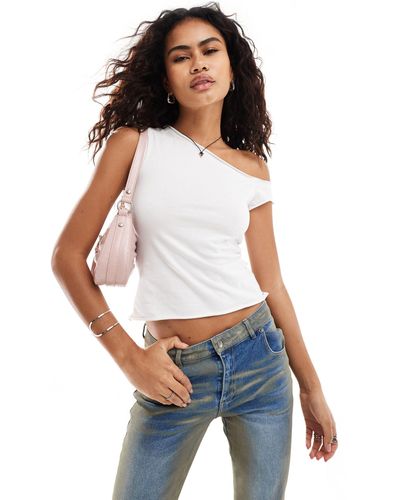 Collusion Off Shoulder Short Sleeve Top - White