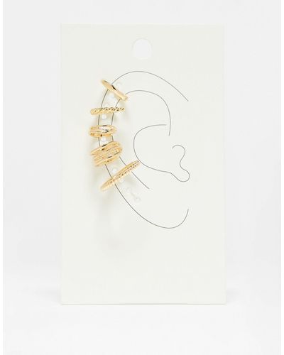 ASOS Pack Of 5 Ear Cuffs With Mixed Detail - White