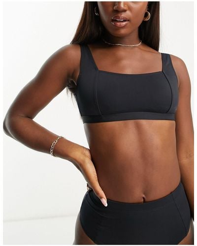Accessorize Mix & Match Square Neck Crop Bikini Top - Black