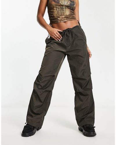 Noisy May Low Waist Parachute Trousers - Brown