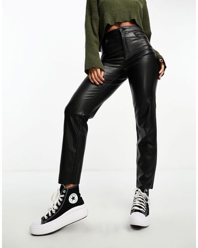Vero Moda Leather Look Cigarette Trouser - Black
