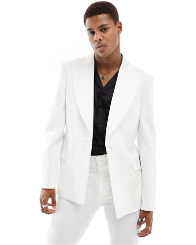 ASOS Skinny Suit Jacket With exaggerated Satin Lapel - White