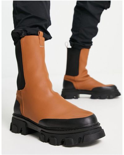 Public Desire Fairfax High Shaft Chelsea Boots - Black