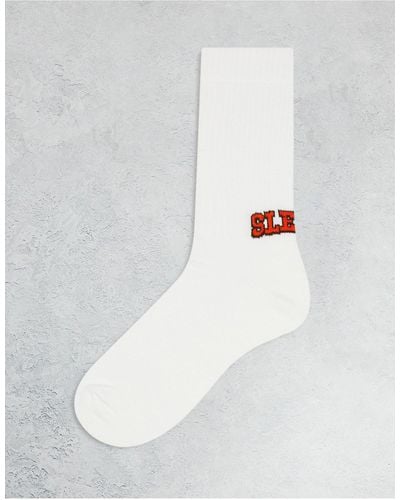 ASOS Sports Socks With Sleepy Slogan - White