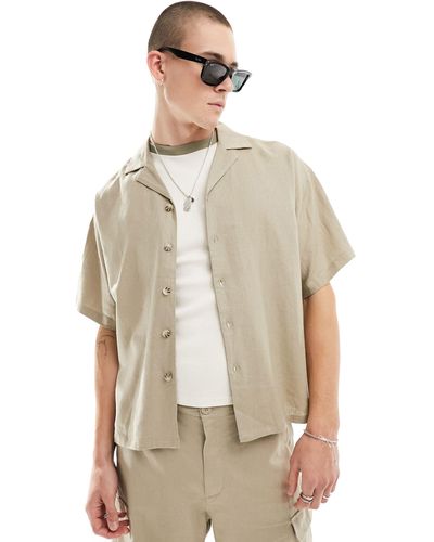 ADPT – oversize-hemd aus leinenmix - Weiß
