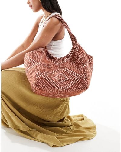 Accessorize Tapestry Tote Shoulder Bag - Brown