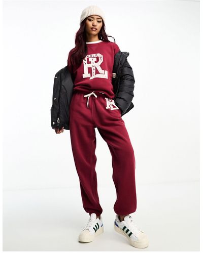 Polo Ralph Lauren Joggers rossi con logo stile college - Rosso