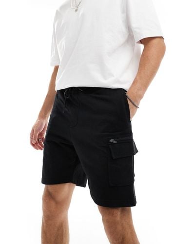 Bershka – cargo-shorts aus jersey - Schwarz