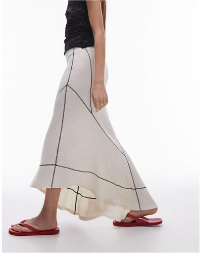TOPSHOP Paneled Disjointed Asymmetric Jersey Skirt - White