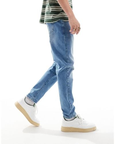 SIKSILK Straight Leg Denim Jeans - Blue