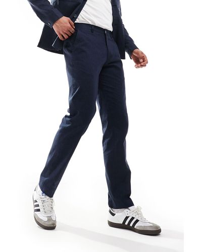 Jack & Jones Premium Linen Mix Casual Suit Trouser - Blue