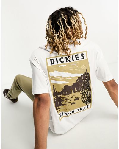 Dickies North plains - t-shirt avec imprimé montagne au dos - blanc
