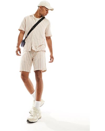 SELECTED – legere shorts aus schwerer baumwolle - Weiß
