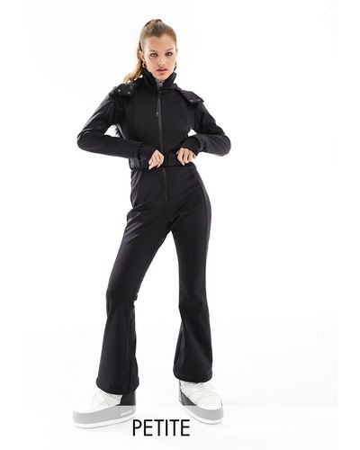 ASOS 4505 Ski Petite Water Repellent Belted Ski Suit With Faux Fur Hood - Black