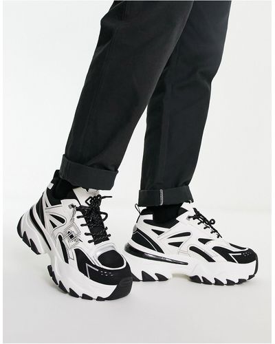 ASOS Chunky Sneakers With Monochrome And Metallic Paneling - Black