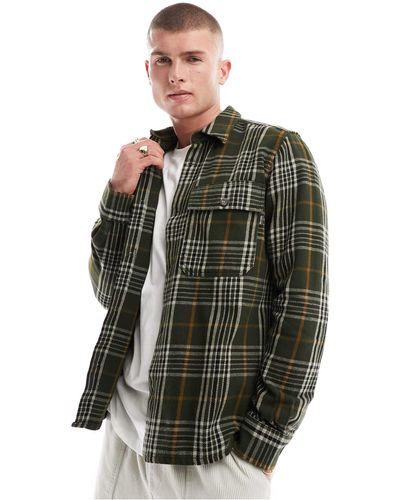 Only & Sons Flannel Check Overshirt - Green