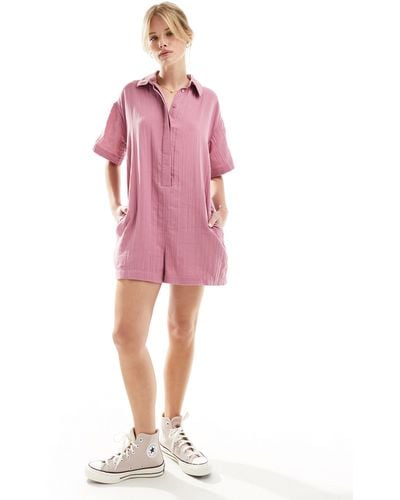 ASOS Shirt Romper Playsuit - Pink