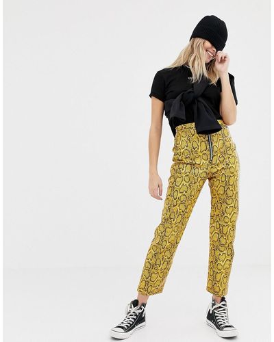 The Ragged Priest Faux Leather Snakeskin Pants - Yellow