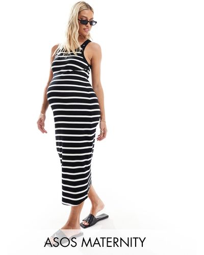 ASOS Asos Design Maternity Scoop Neck Midi Dress - Blue