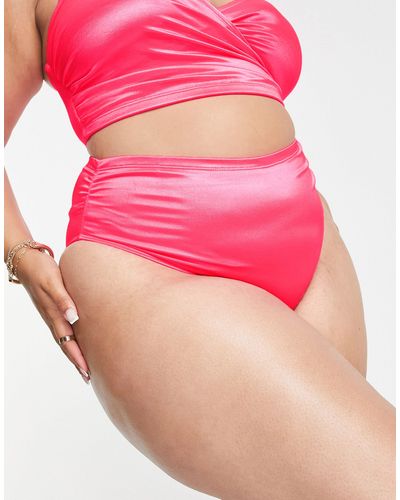 ASOS Asos Design Curve Mix And Match High Waist Bikini Bottom - Pink