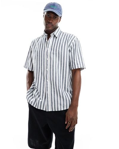 SELECTED – oversize-hemd aus leinenmix - Weiß