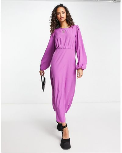 Pieces Exclusive Volume Sleeve Midi Dress - Pink