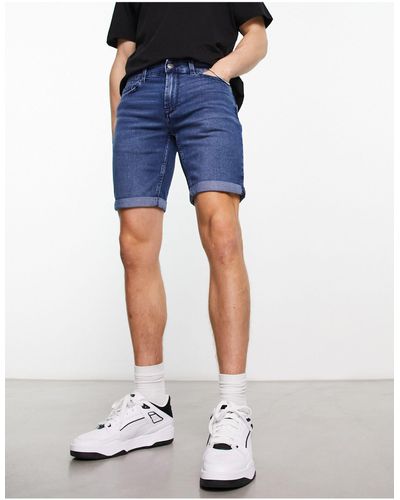 Only & Sons Slim Denim Shorts - Blue